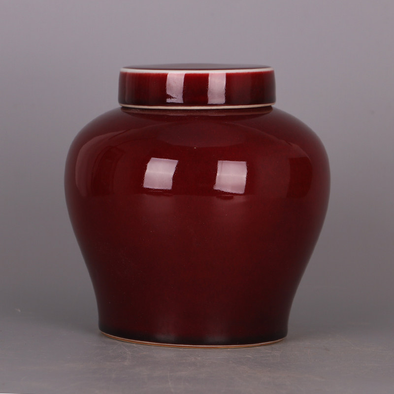 Jingdezhen factory goods Jiao red glaze large number tea leaf pot Jianguo Porcelain Factory Old Goods Old Goods Old Goods Ancient Play Antique Porcelain Collection