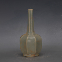 Song Dynasty Ru kiln celadon-glazed Qingliangsi melon-edge vase Antique porcelain Five famous kiln decorations Antiques and folk customs collection