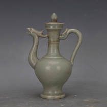 Song Dynasty Ru kiln green glaze open piece dragon and phoenix support nail kettle antique antique objects second-hand goods home soft furnishings ancient shelf decoration