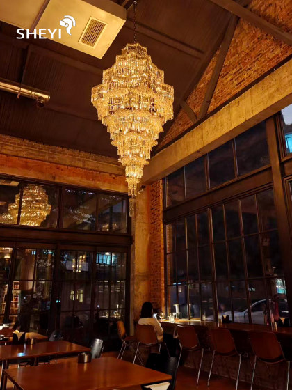 Villa High-Ceiling Large Chandelier, Imported Crystal Long Chandelier, Duplex Floor-To-Ceiling Light Luxury Living Room and Dining Room Lighting Fixtures
