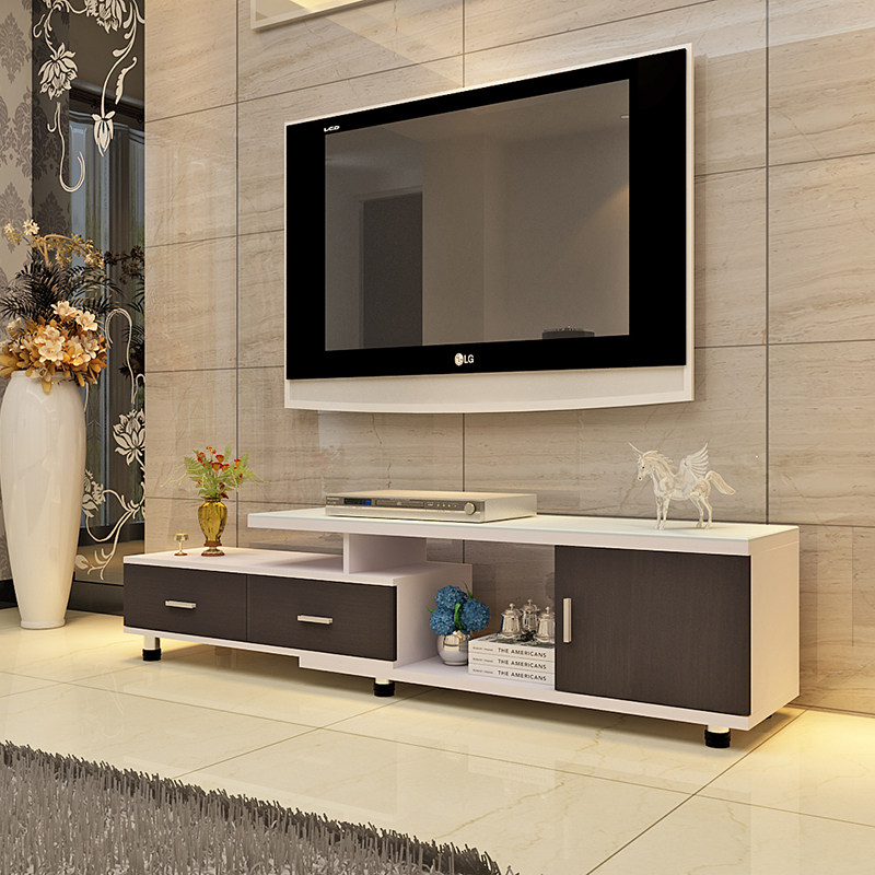Nordic TV Cabinet Tea Table Group Full House With Retractable Tempered Glass TV Cabinet Modern Minima Small Family-style Living room