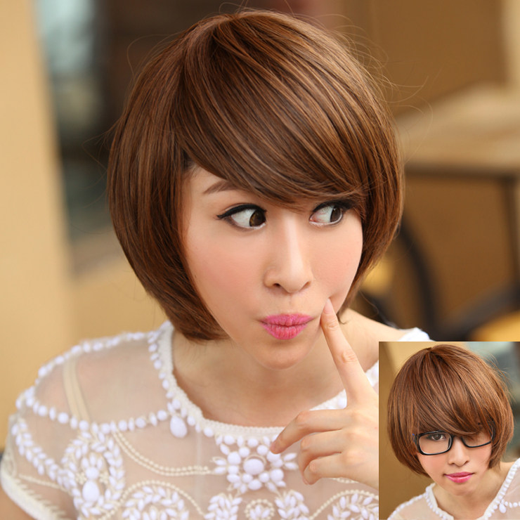 假发 女 短发BOBO头 女生蓬松修脸帅气斜刘海 短波波头时尚短直发