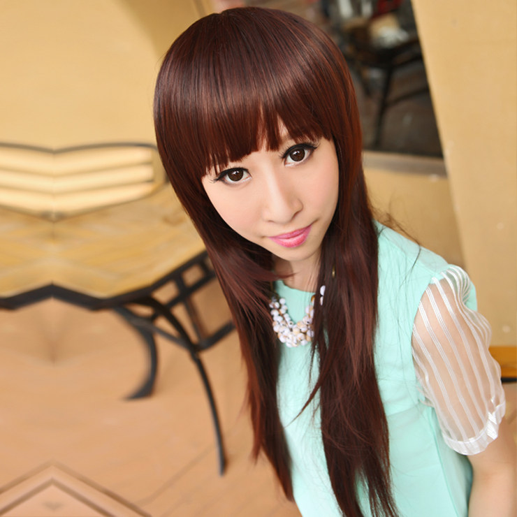 假发 长直发 发型 修脸中长直发可爱蓬松齐刘海 时尚非主流长发型