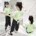 Cô gái mùa hè 2019 thời trang mới lưới màu đỏ phù hợp với quần áo trẻ em lớn thời trang mùa hè cô gái nước ngoài khí hai mảnh - Phù hợp với trẻ em quần áo trẻ em mùa thu đông Phù hợp với trẻ em