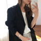 2024 Spring and Autumn Suit Jacket Women's New Korean Style Loose Hong Kong Style Internet Celebrity Interview Black Suit Top Man Small