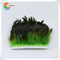 Warm feather hot sale color rooster wool cloth edge fruit green black purple swimming chicken feathers 6-8 inches swimming hair one meter