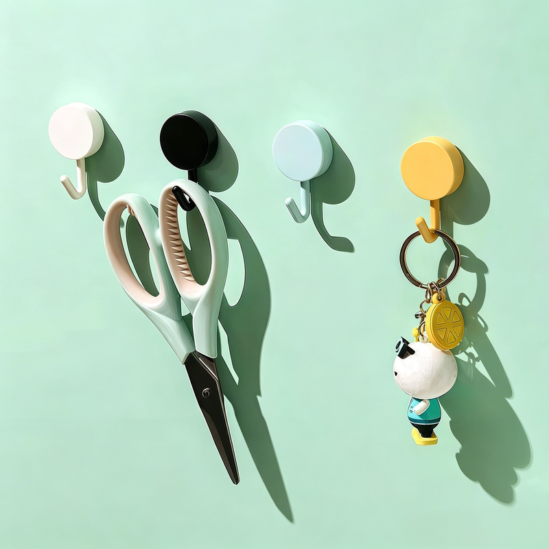 Macaron Hooks with Strong Adhesive, Candy-Colored Small Hooks, Cute and Luxurious Sticky Hooks, Traceless Strong Plastic Hooks
