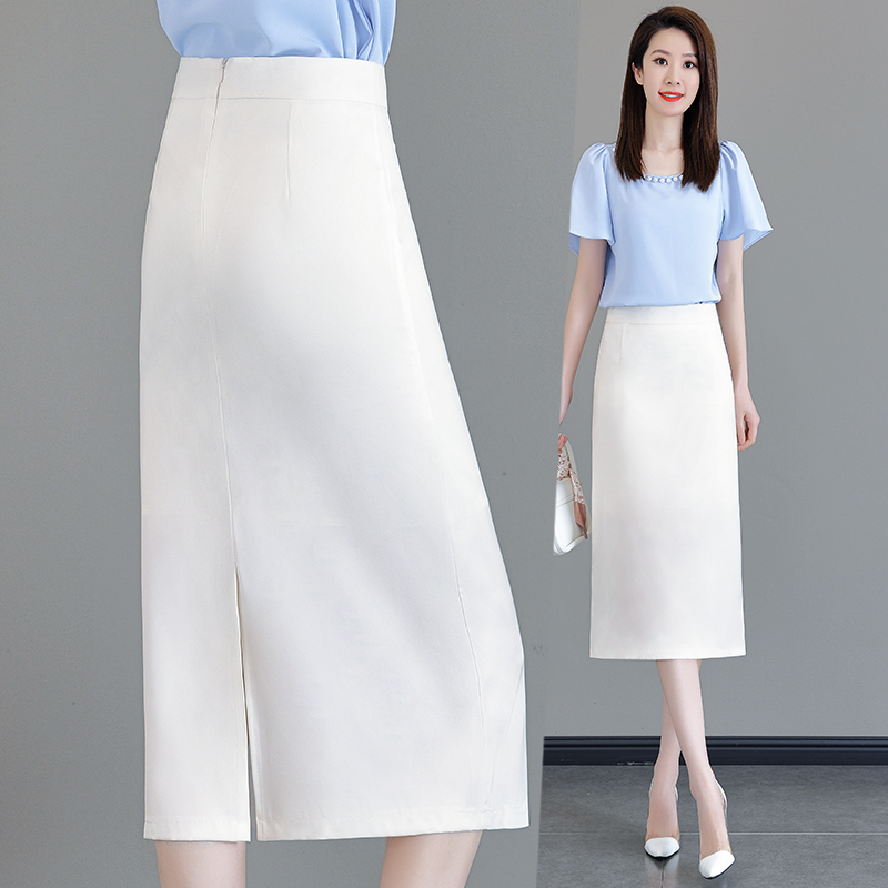 Long White Skirt for Women 2026 New Summer Thin Straight Long Skirt Suit-Style Pencil Skirt with a High-End Feel Long White Skirt for Women 2026 New Summer Thin Straight Long Skirt Suit-Style Pencil Skirt with a High-End Feel