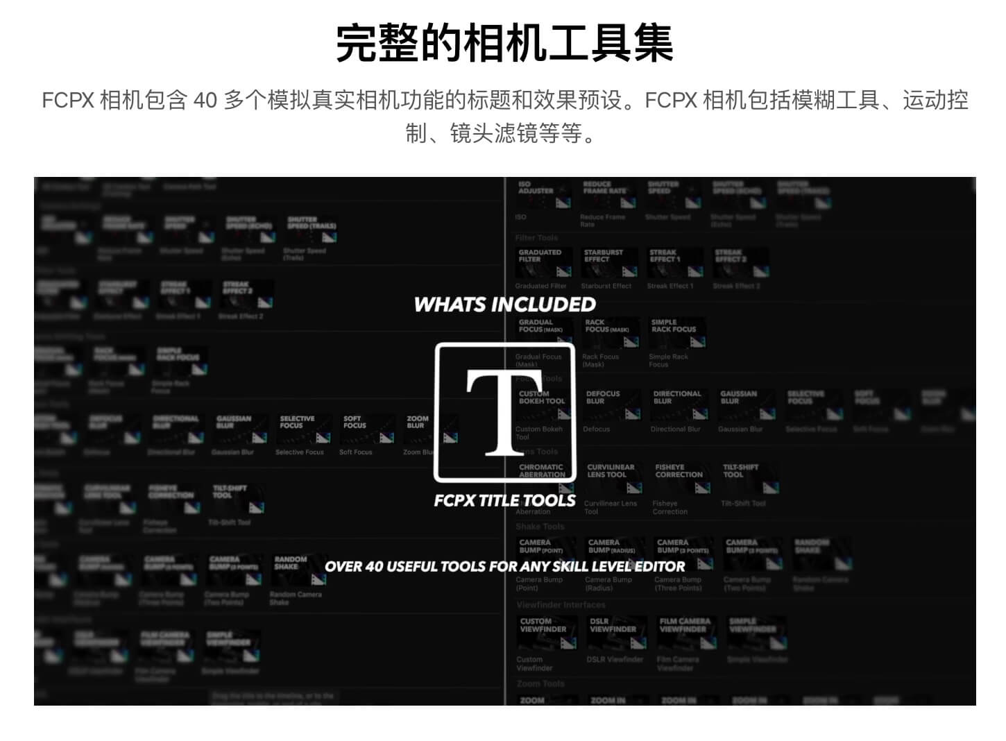 FCPX插件-三维摄像机取景模糊失真滤镜抖动对焦效果 FCPX CameraFCPX插件