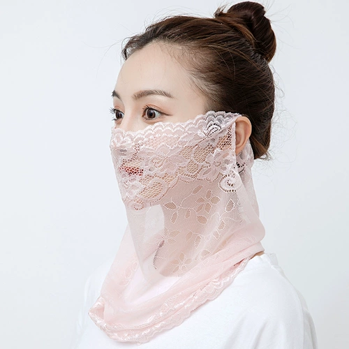 Кружевная летняя тонкая дышащая вуаль, медицинская маска, шарф, защита от солнца, с защитой шеи