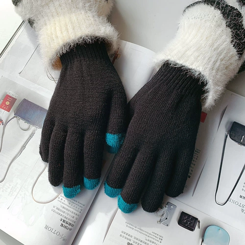 Удерживающие тепло зимние милые трикотажные перчатки, в корейском стиле