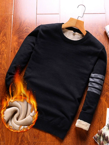 Мужской хлопковый утепленный удерживающий тепло трендовый универсальный свитер для отдыха, облегающий крой, в корейском стиле