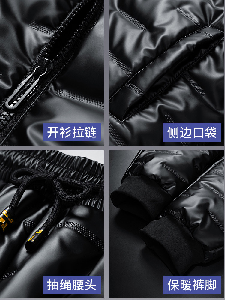 COTTON CLOTHES MENS NEW WINTER THICKENED COTTON JACKET STAND COLLAR TAKEAWAY LOCOMOTIVE CLOTHES COTTON JACKET COTTON PANTS SET