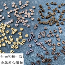 4mm heart-shaped button super small mini love button baby clothes accessories electroplated two-hole metal button