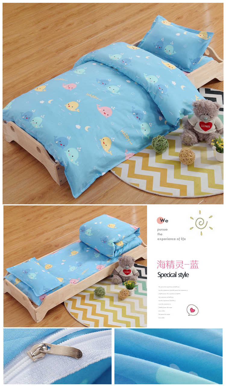 Bông mẫu giáo quilt ba mảnh phim hoạt hình trẻ em nap bộ đồ giường bé sản phẩm giường cotton sáu mảnh thiết lập với lõi