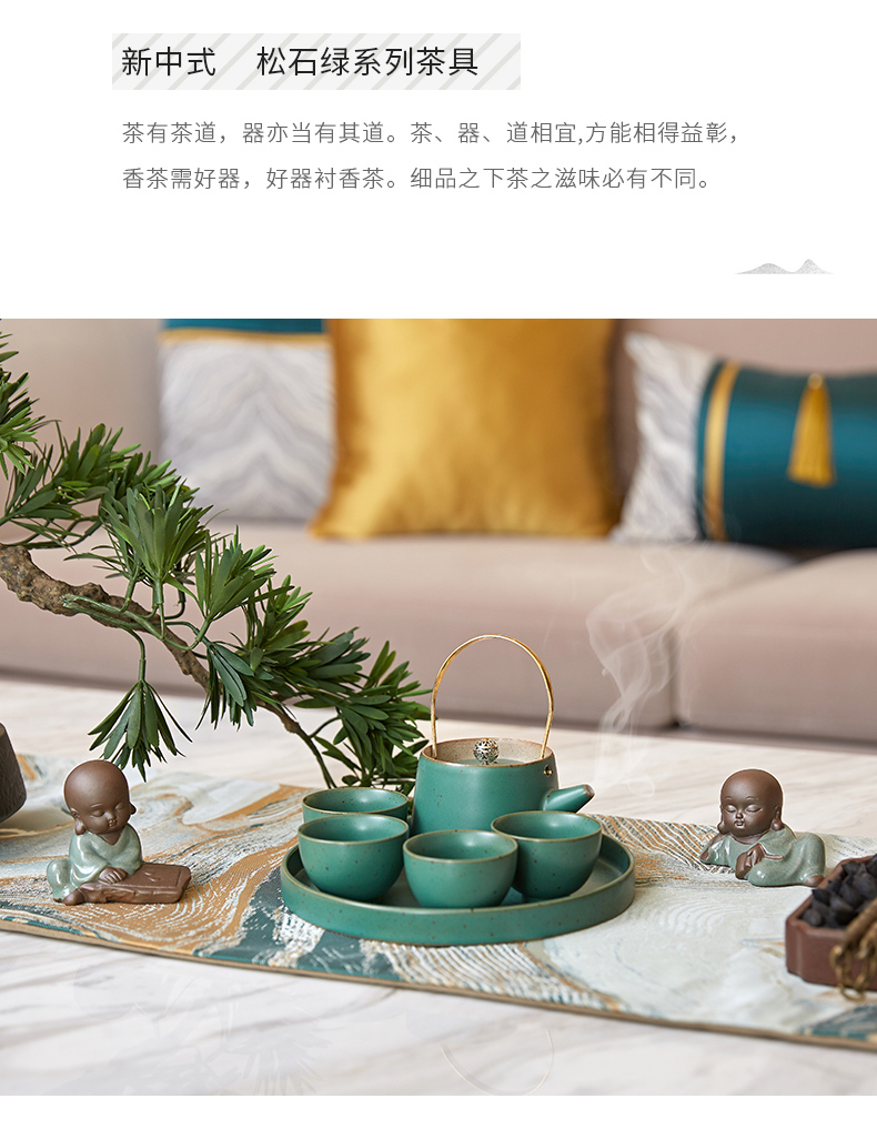 New Chinese style tea set ceramic tea tray was modern household teapot tea tea cup office indoor soft adornment