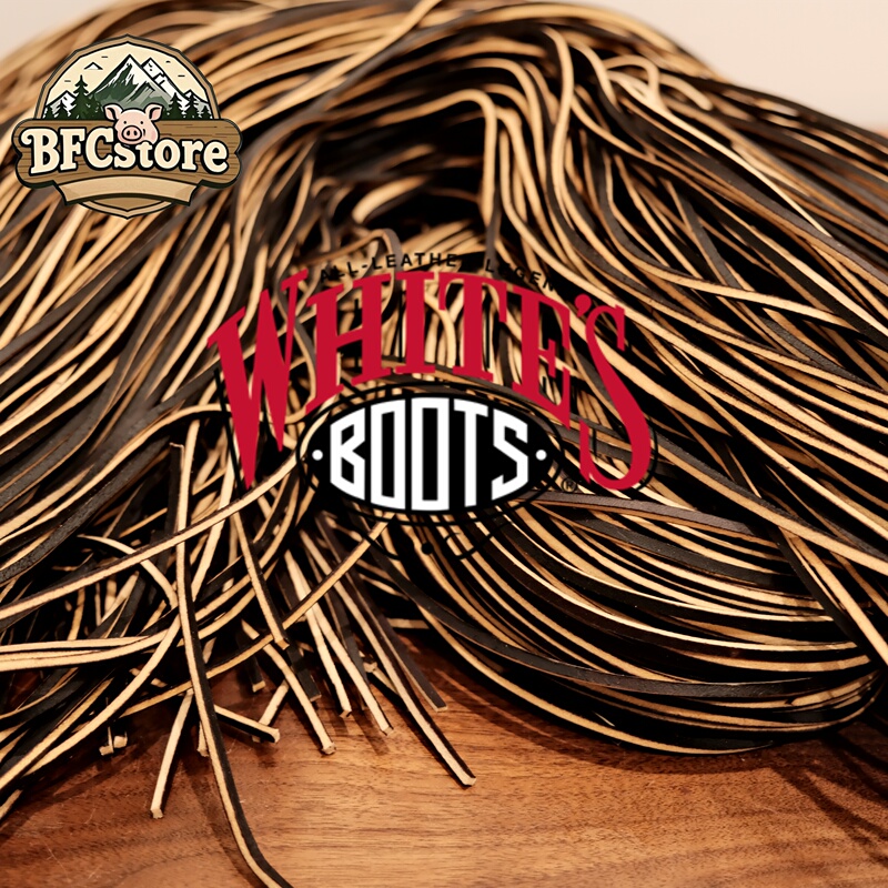 Whitesboots Original Oil-Soaked Cowhide Shoelaces in Black and Brown, Uniform Length, 2m Free Cuts