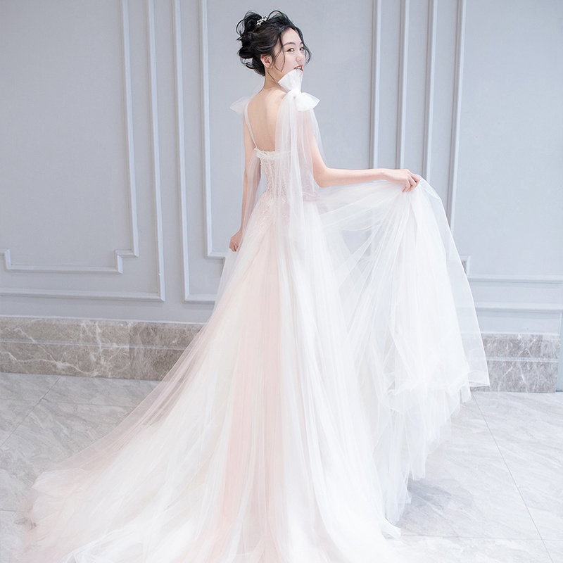 Wedding 2020 New Mori Fairy Dream Luxury Luxury Dragon Tail, thin, covering arm, small, gauze Wedding 2020 New Mori Fairy Dream Luxury Luxury Dragon Tail, thin, covering arm, small, gauze