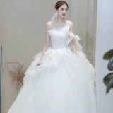 Свадебное платье, наряд маленькой принцессы, французский стиль, городской стиль, открытые плечи, подходит для подростков, 2020