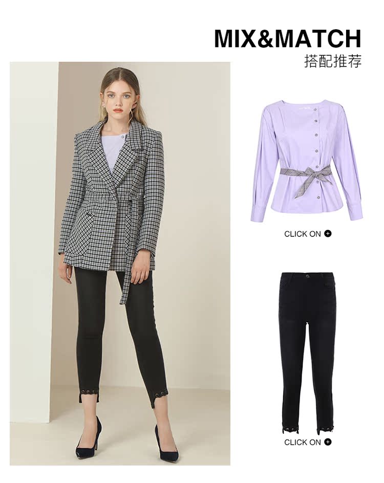 Roem2018 mùa đông thắt lưng công sở phù hợp với áo khoác len thời trang áo khoác RCJW84910T áo dạ tweed dáng dài