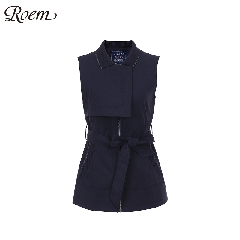 Roem Xuân Thu CV phù hợp với thanh lịch tie thời trang với phụ nữ trên tay áo giáp dây kéo áo khoác RCJK83701Q