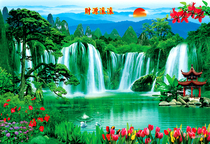 Scenic landscape waterfalls without adhesive modern decorative painting special number large welcome pine flowing water to make money 7983