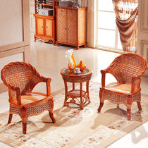 Special rattan chair Three-piece set Cafe balcony table and chair combination Natural rattan chair Coffee table Garden rattan leisure chair