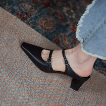 Beautiful lovers Baotou Half slipper female summer 2022 New square head outside wearing thick heel Mueller sandal sandals overfire heels