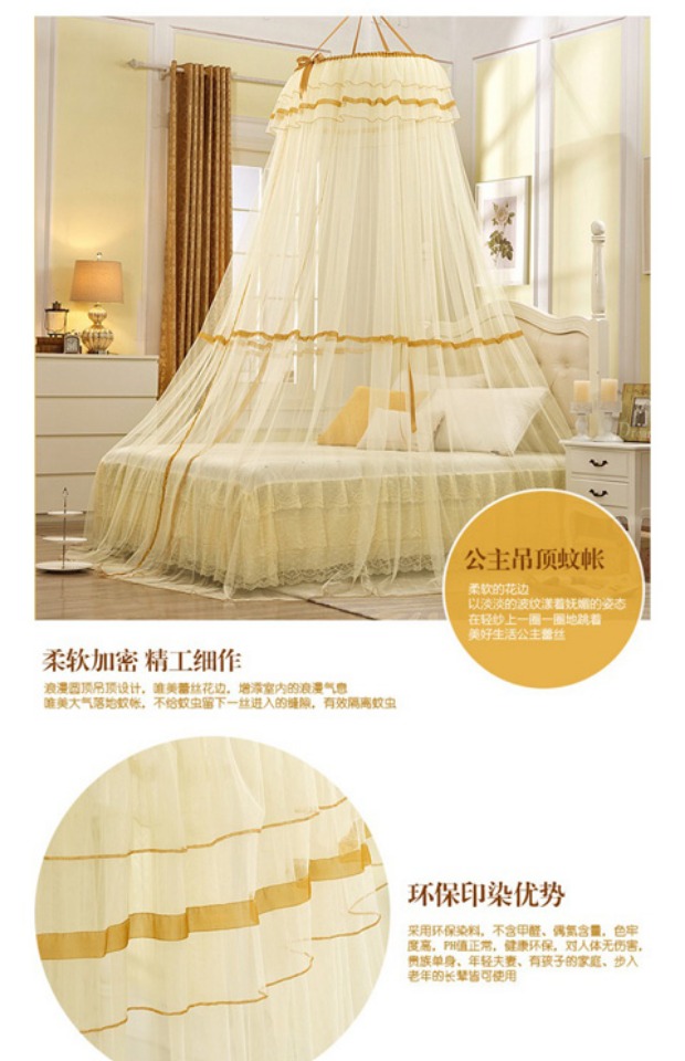 Đôi lưới trần tròn Yuanwenzhangwen 1,35 treo rèm 1 1.8m 1,5 m 2,0 hộ gia đình giường 2x2.2 - Lưới chống muỗi kiểu màn khung đẹp