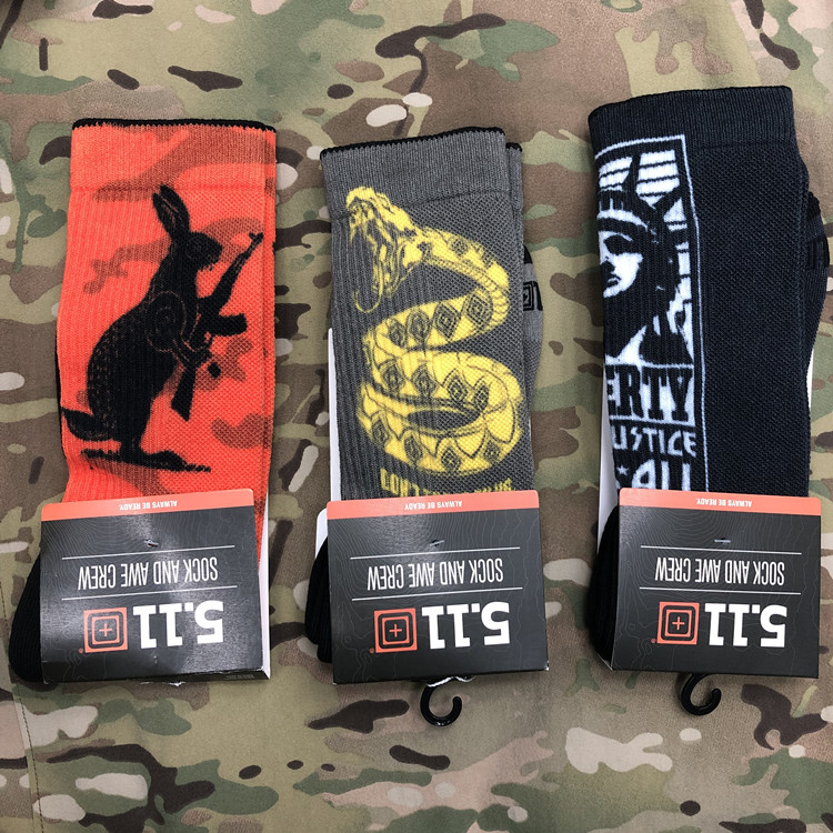 5 11 Army fan socks 511 personality European and American tide socks thickened Japanese street skateboard long tube cotton socks 10041