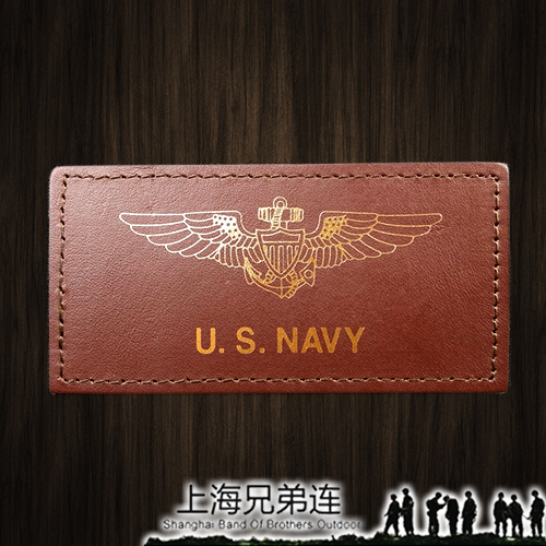 (Shanghai Brother Company)U S NAVY pilot leather brand name tape female velcro