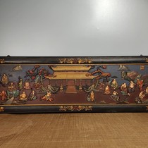 Folk collection of old lacquerware and wooden bodies hand-painted and gold-carved plaques with Eight Immortals crossing the sea.