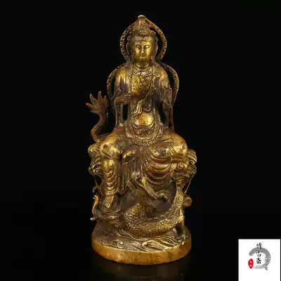 Folk collection of old copper gilt to create Xianglong Guanyin bronze ornaments