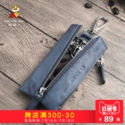 Bù nhìn túi chìa khóa da của nam giới dây kéo da chìa khóa xe chuỗi nam đa chức năng eo mini purse