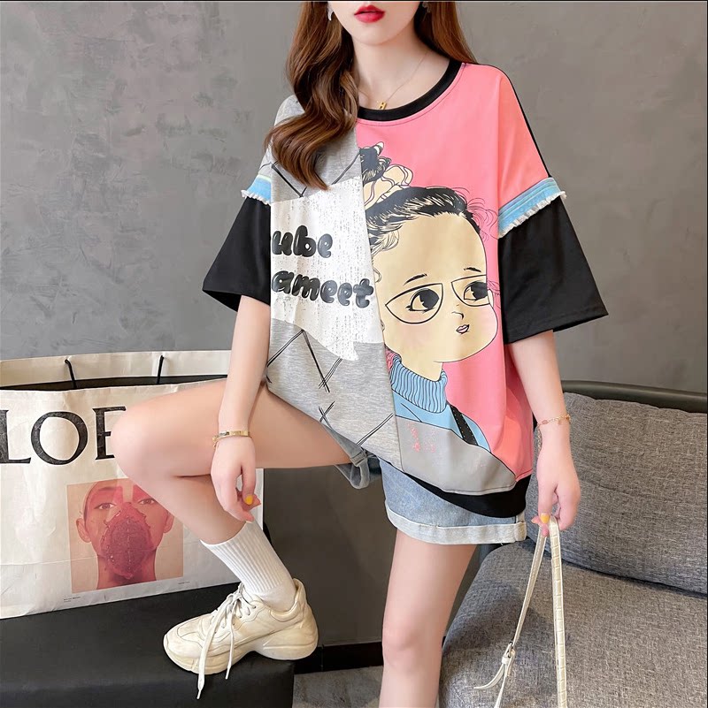 2022 Summer Season Dress New Pregnancy Woman with short sleeves T-shirt with long version blouses undershirt collage female