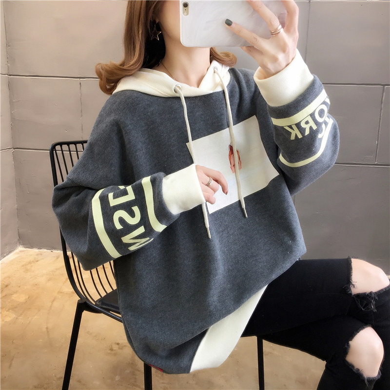 Fat MM Large Size Loose Gestation Woman Dress Spring Autumn Medium Long Version Long Sleeves Thick Cotton T Women's Blouse With Cap Jacket Fashion 2022