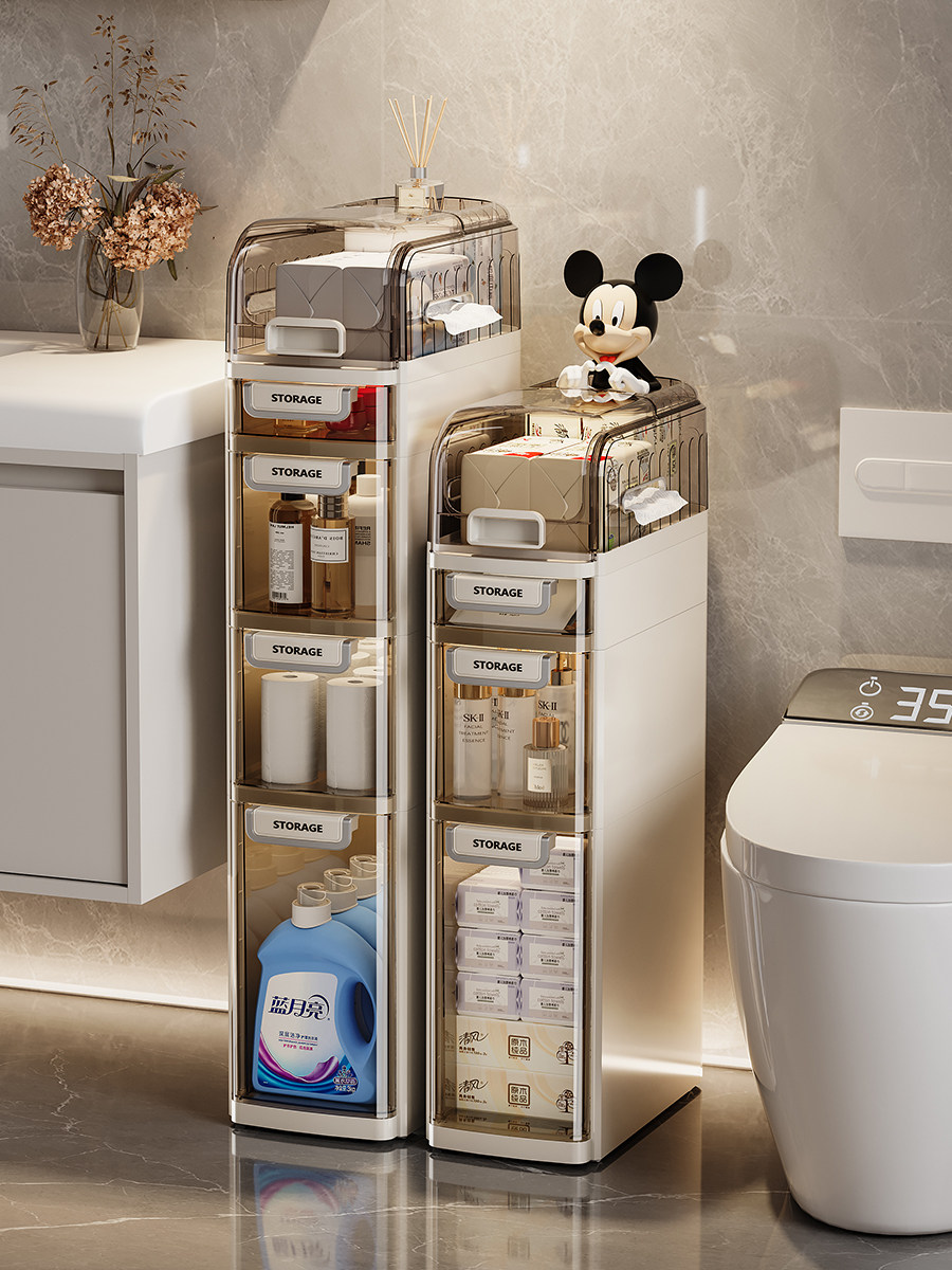 Bathroom Storage Rack Multi-Layer Organizer Bathroom Gap Cabinet Restroom Storage Cabinet Toilet Storage Cabinet Side Cabinet