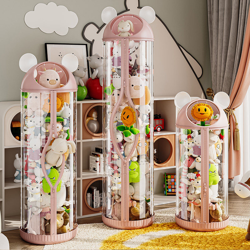 Doll containing theist zipped with bucket Play Beplush Doll Cloth Children Paparazzi Finishing Transparent Containing Silo-Taobao