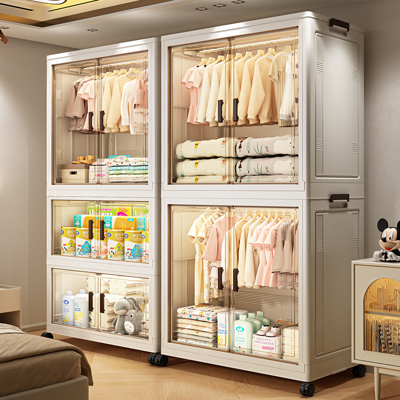 Children Wardrobe containing cabinet Bedrooms Home Free of installation Easy baby Baby small closet clothes finishing storage compartment-Taobao