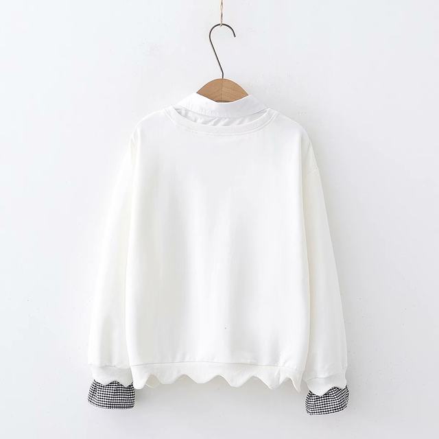 Fake two pieces of Japanese sweet bow girl sweater thin section 2023 spring new college student pullover top