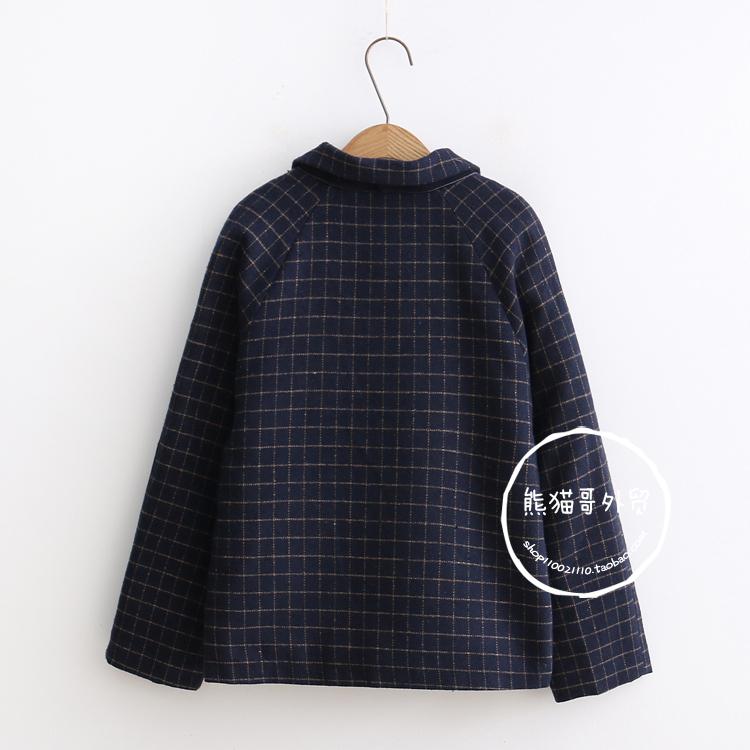 Kẻ sọc len áo khoác nữ ngắn đoạn lỏng sinh viên dễ thương bow tie bạn gái nạp mềm chị dày mùa thu và mùa đông mới áo khoác dạ nữ
