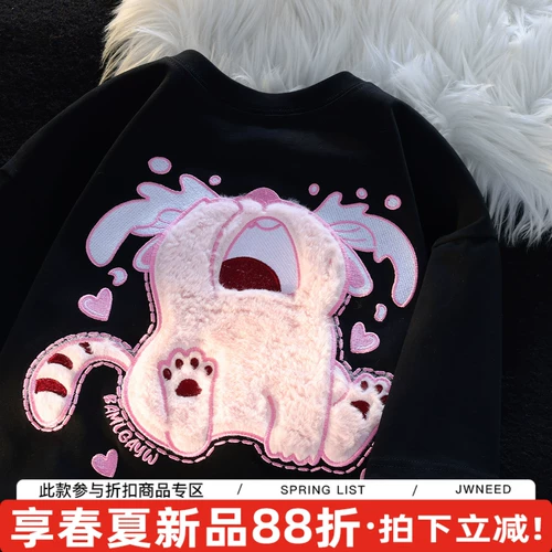 Парная одежда для влюбленных, летняя трендовая трехмерная мультяшная футболка подходит для мужчин и женщин, оверсайз, 3D, короткий рукав