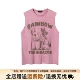 Кролик, парная одежда для влюбленных, мультяшная спортивная майка топ, футболка без рукавов, в американском стиле, свободный крой