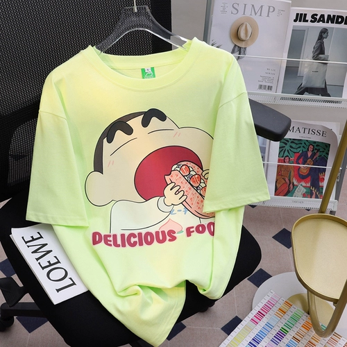 Мультяшные мелки для влюбленных, летняя футболка, короткий рукав, оверсайз