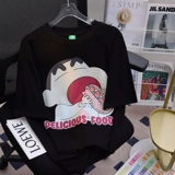 Мультяшные мелки для влюбленных, летняя футболка, короткий рукав, оверсайз