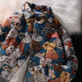 Мультяшная флисовая зимняя брендовая трендовая парная одежда подходит для мужчин и женщин для отдыха для влюбленных, с вышивкой