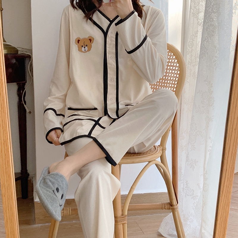 Lunar Subsuit Spring Pure Cotton Postnatal Thin spring Summer March 4 breast-feeding lactation in pregnant woman's pyjamas for women's spring and autumn