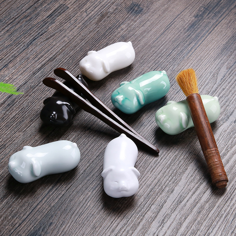 Goat Fat Jade Fancy Creativity Cute Little Pig Handmade Tea Set Accessories Raising Pot Pen Tea Clip Tea Art Tea Tray Hem