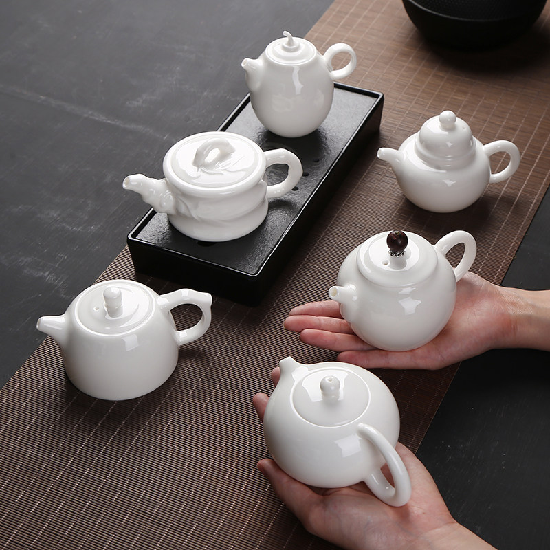 Deche Yu white porcelain teapot beauty pot household simple kung fu tea filter teapot