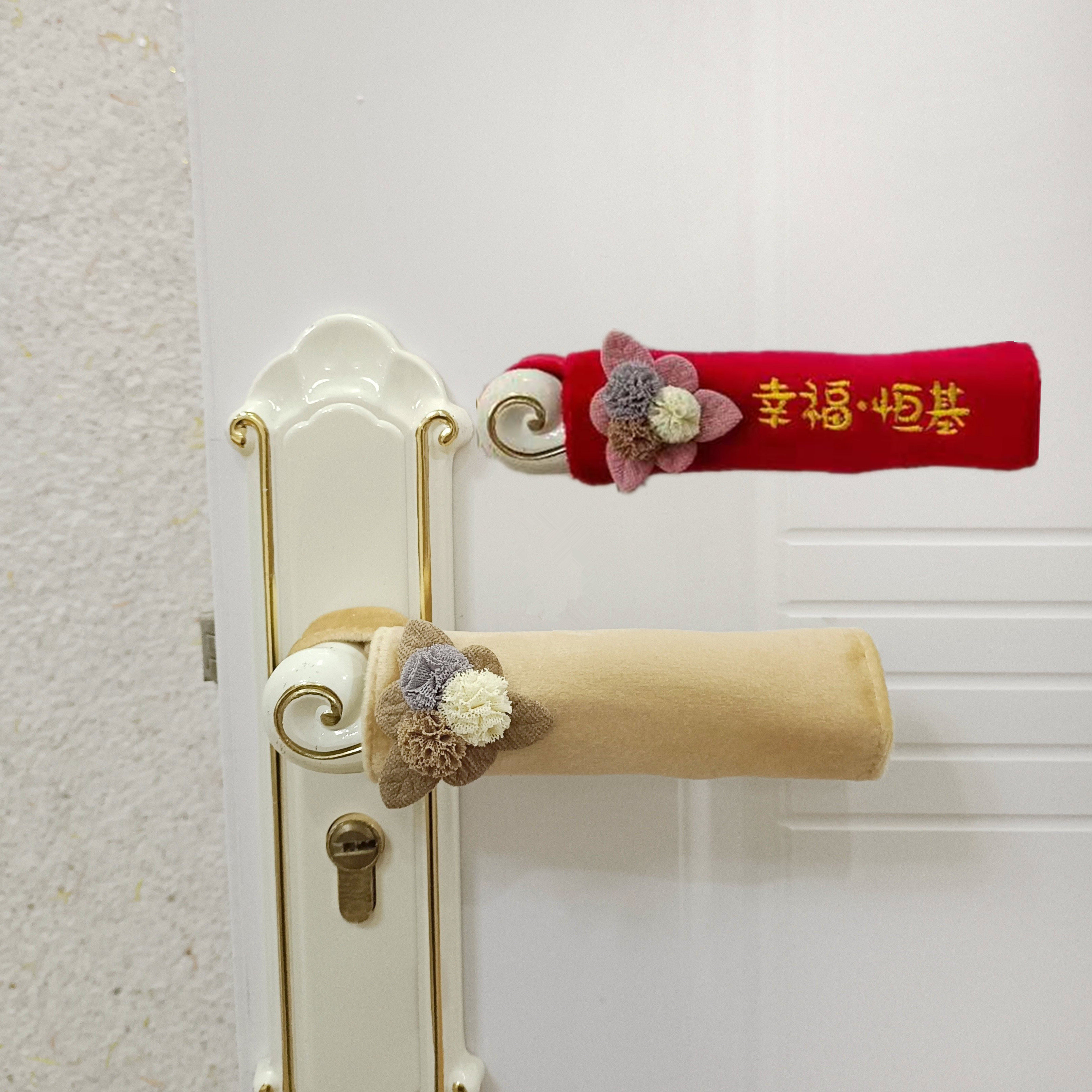 Velvet door handle sleeve security door entry door handle protective sleeve custom print LOGO room door handle sleeve antifreeze hand